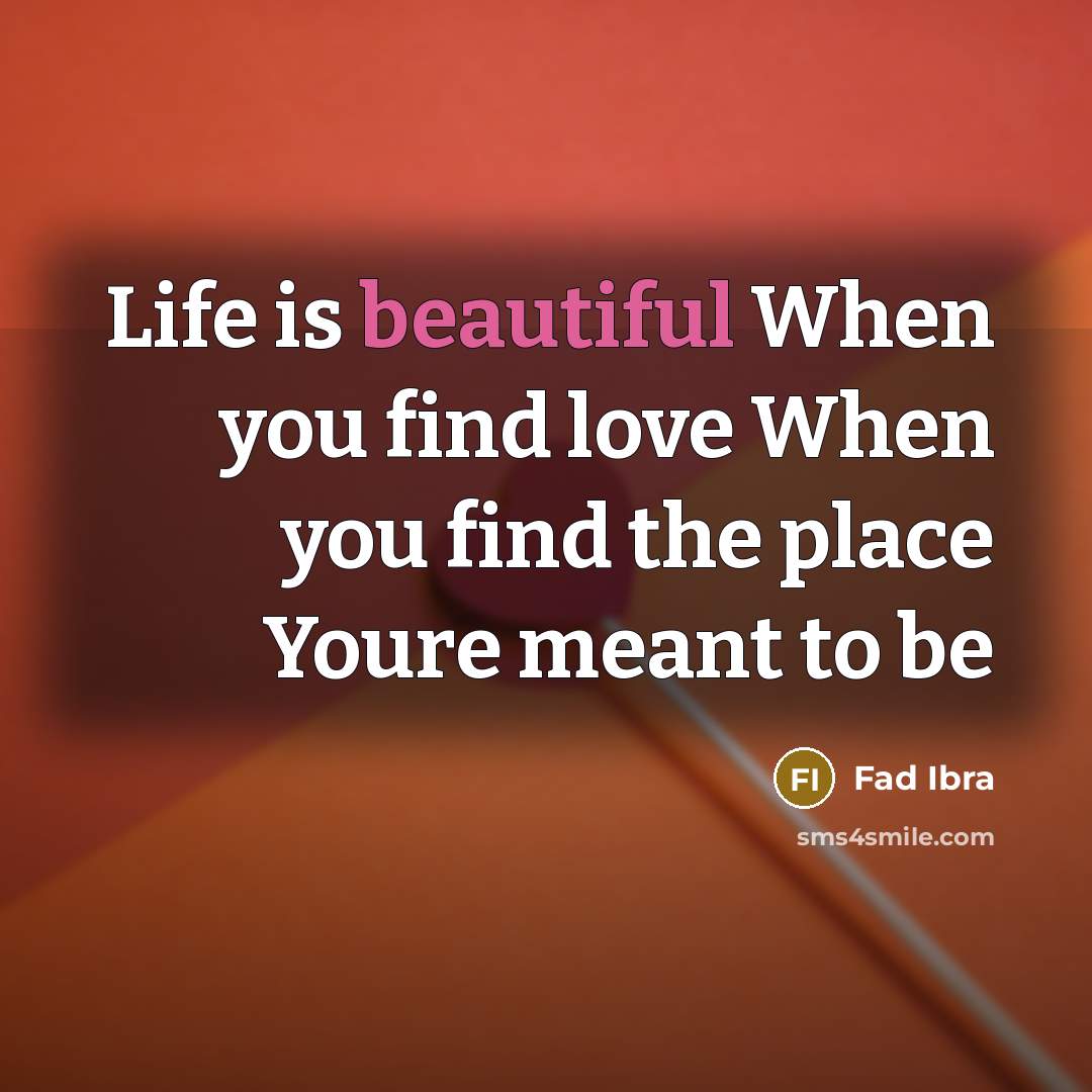 “Life is beautiful When you find love When you find…” quote by Fad Ibra
