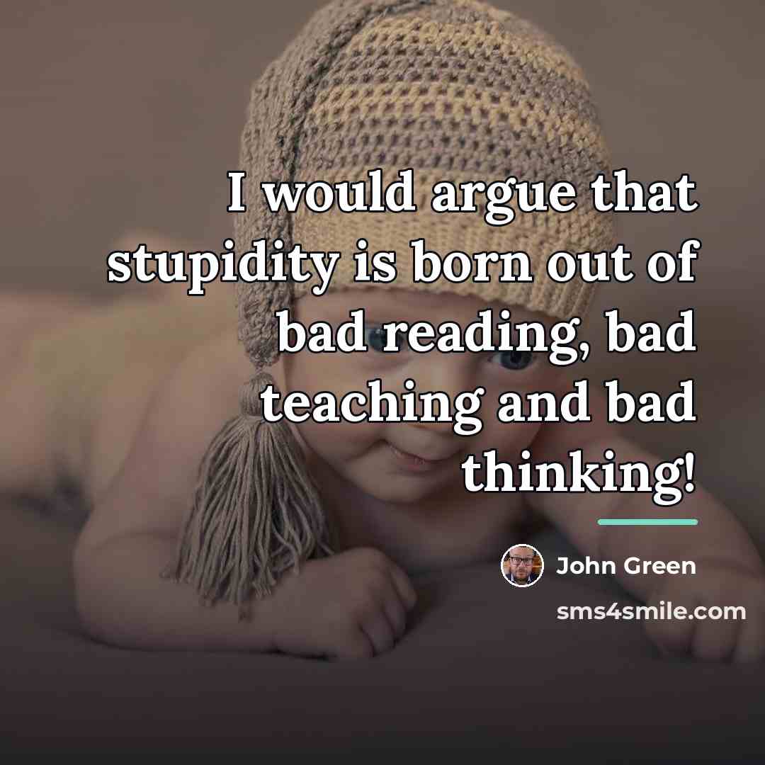 “I would argue that stupidity is born out of bad…” quote by John Green