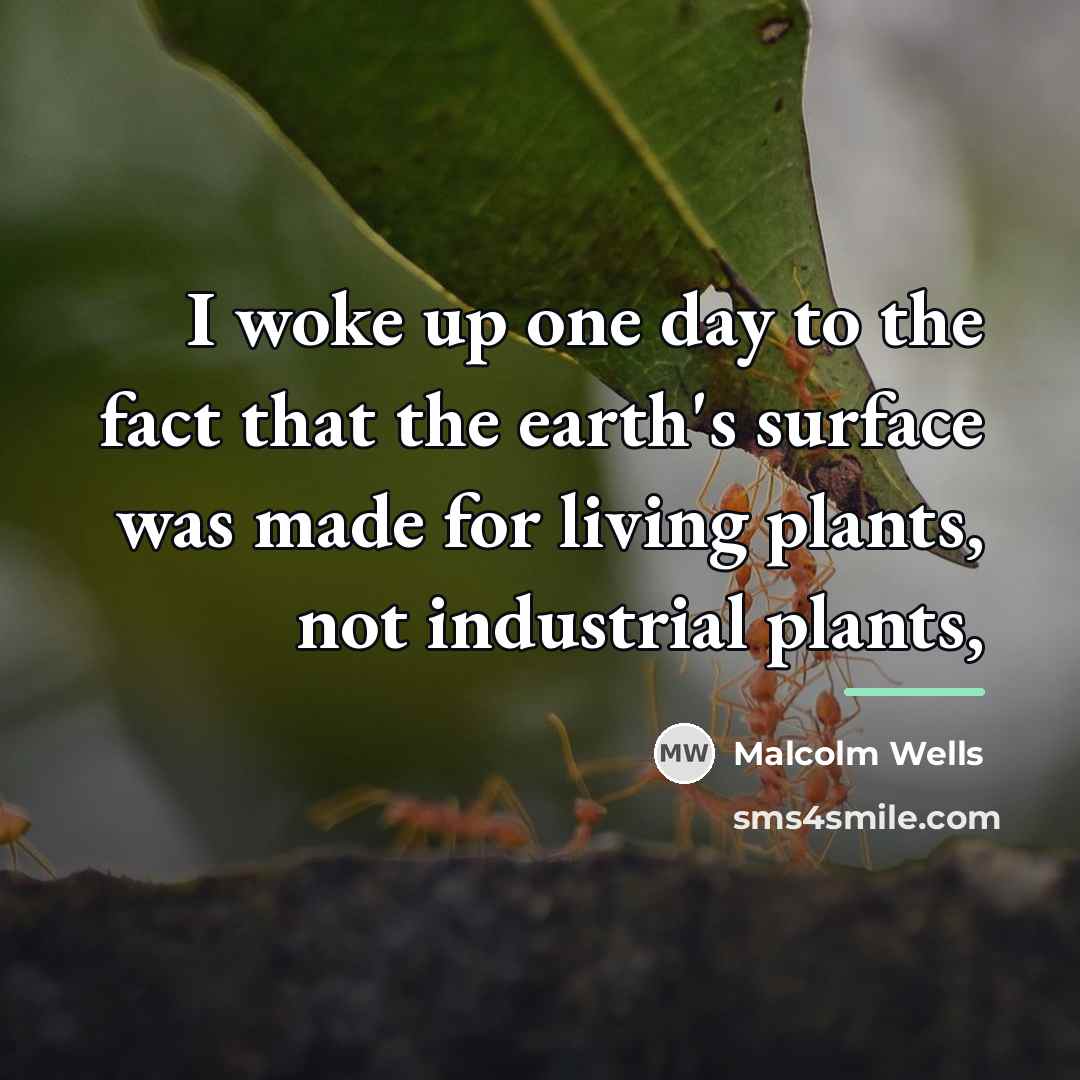 “I woke up one day to the fact that the…” quote by Malcolm Wells