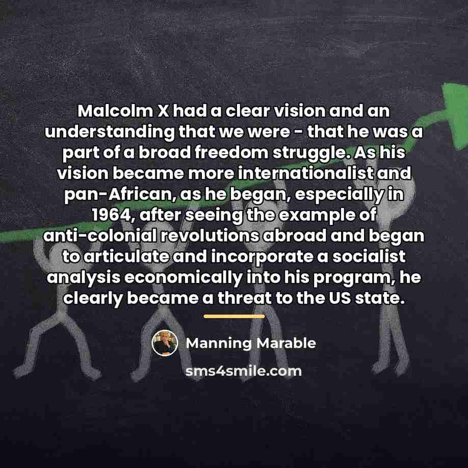 “Malcolm X had a clear vision and an understanding that…” quote by Manning Marable