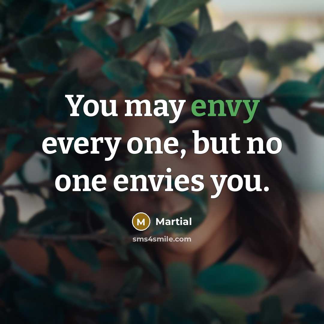 “You may envy every one, but no one envies you.…” quote by Martial