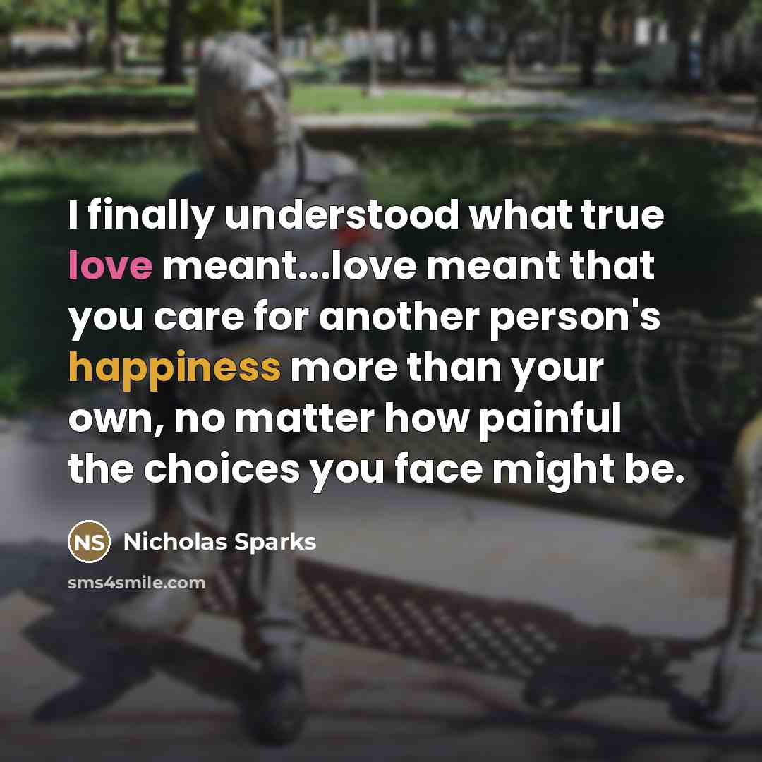 “I finally understood what true love meant...love meant that you…” quote by Nicholas Sparks