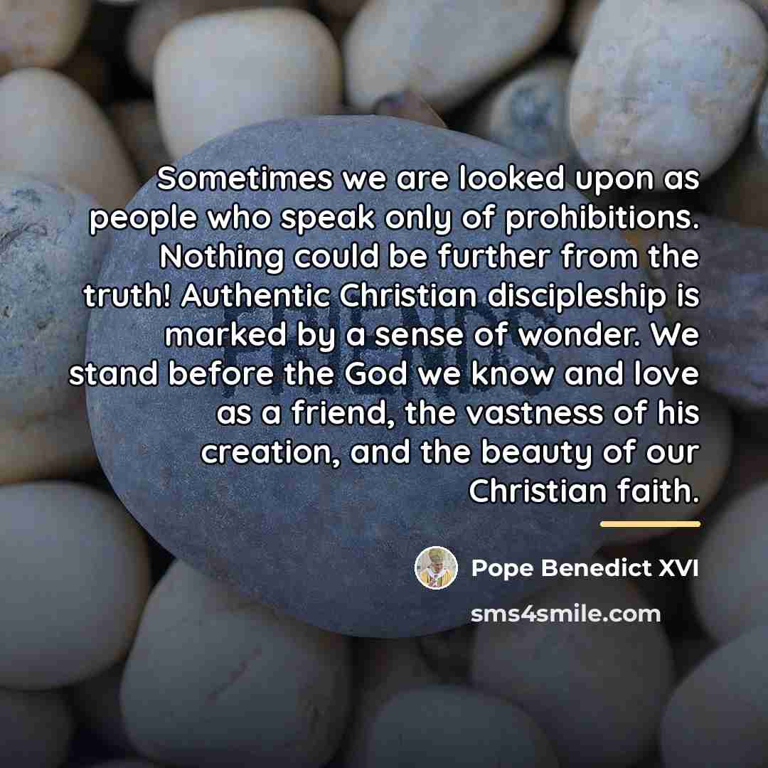 “Sometimes we are looked upon as people who speak only…” quote by Pope Benedict XVI