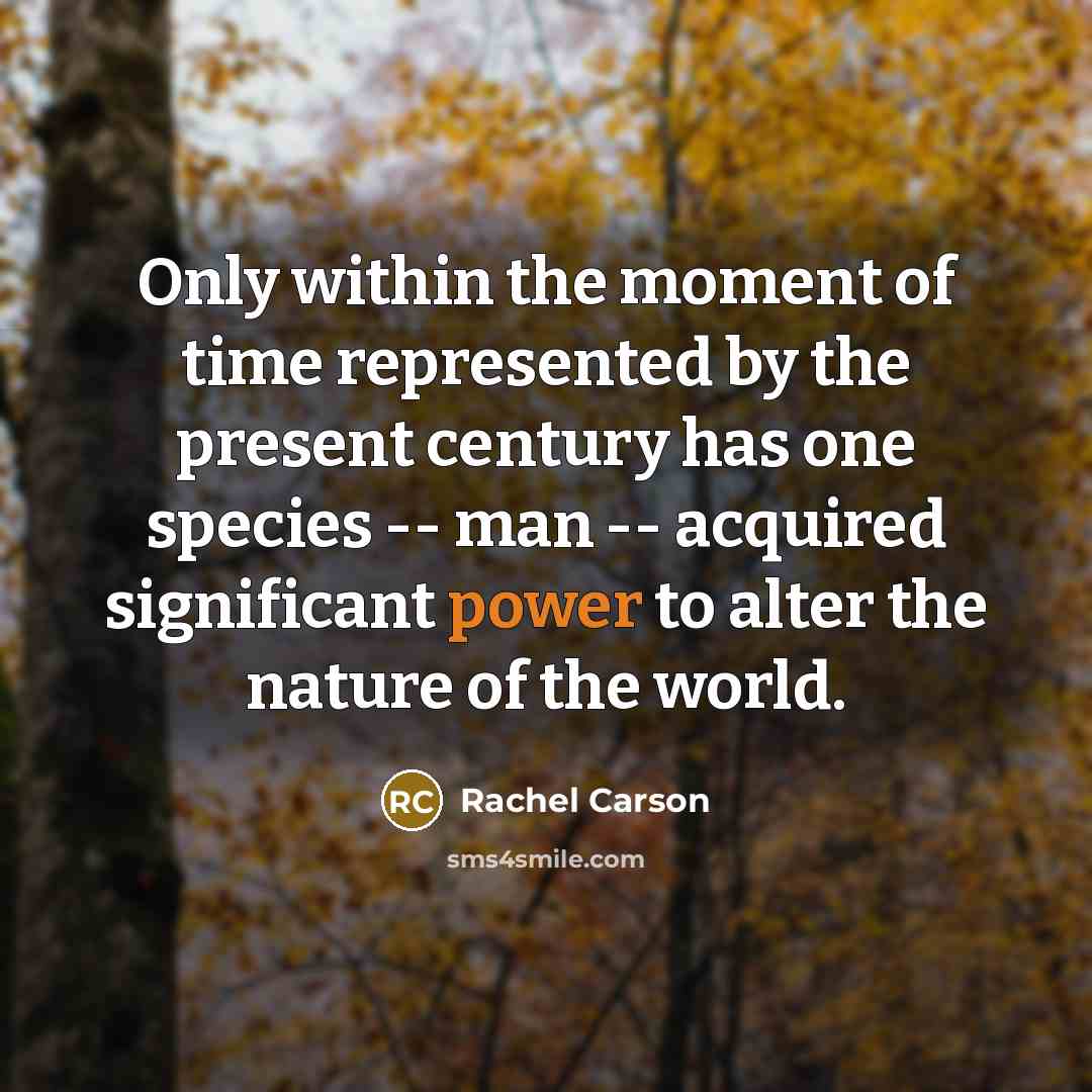 “Only within the moment of time represented by the present…” quote by Rachel Carson