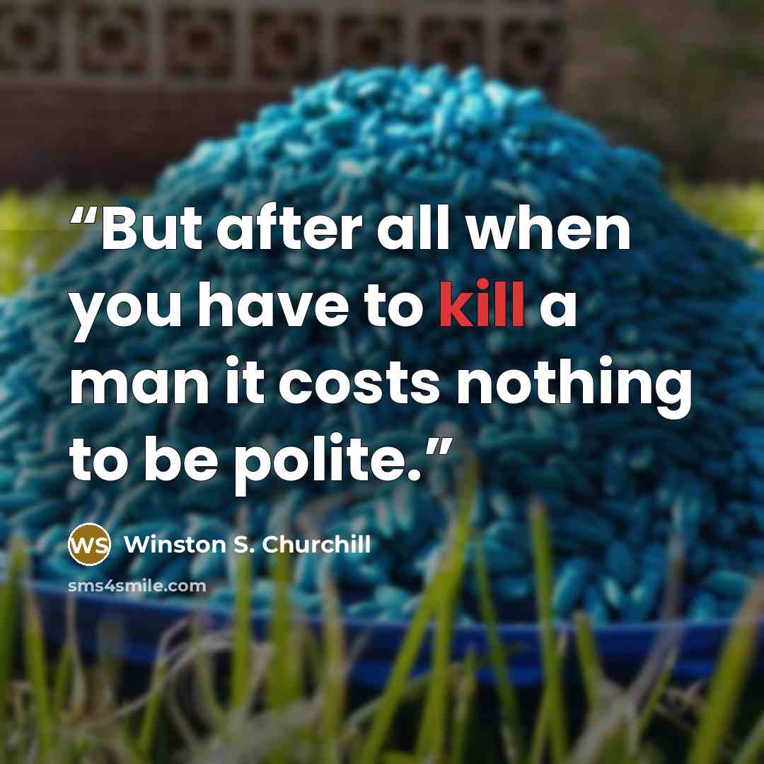 “But after all when you have to kill a man it costs nothing to be polite.” quote by Winston S. Churchill