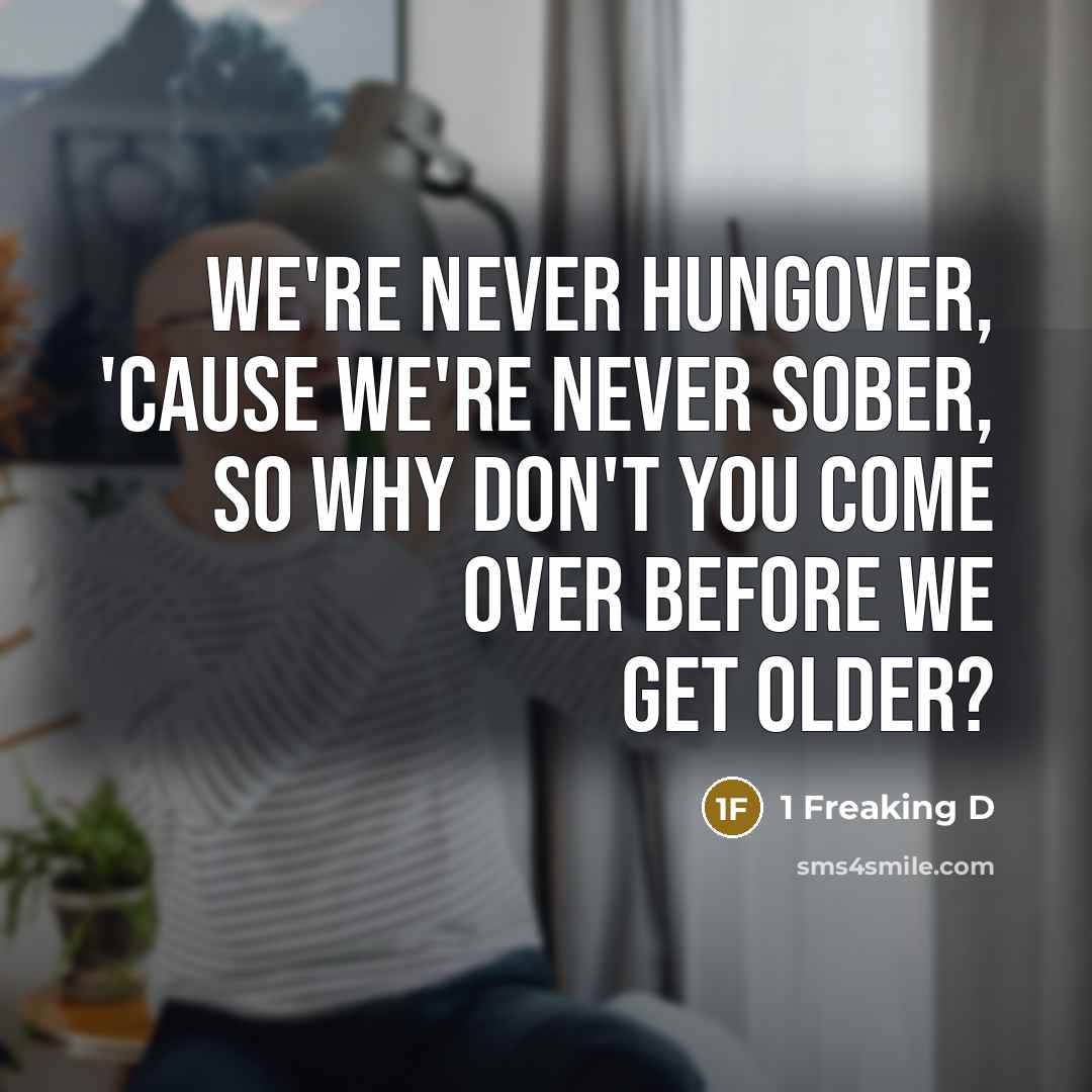 “We're never hungover, 'cause we're never sober, so why don't you come over before we get older?” quote by 1 Freaking D