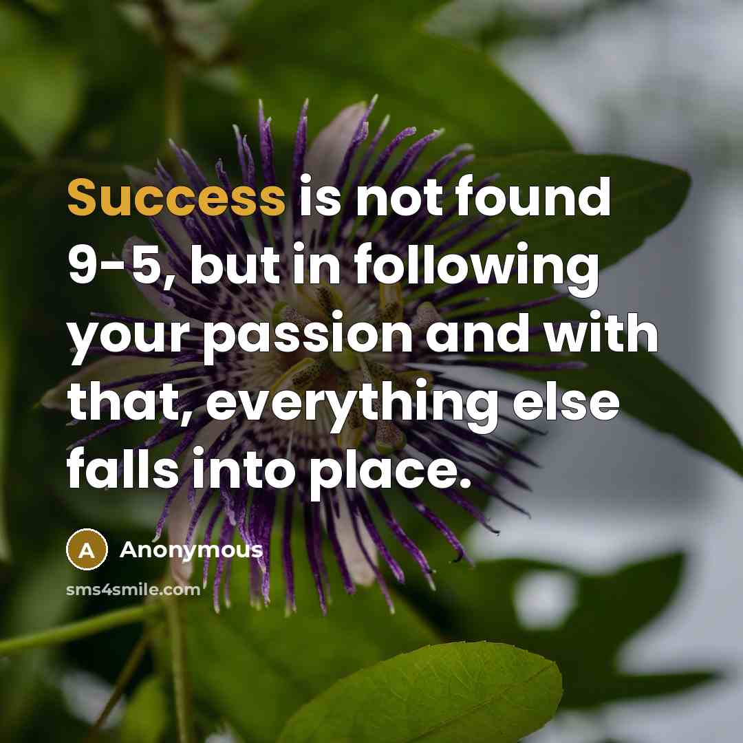 “Success is not found 9-5, but in following your passion…” quote by Anonymous