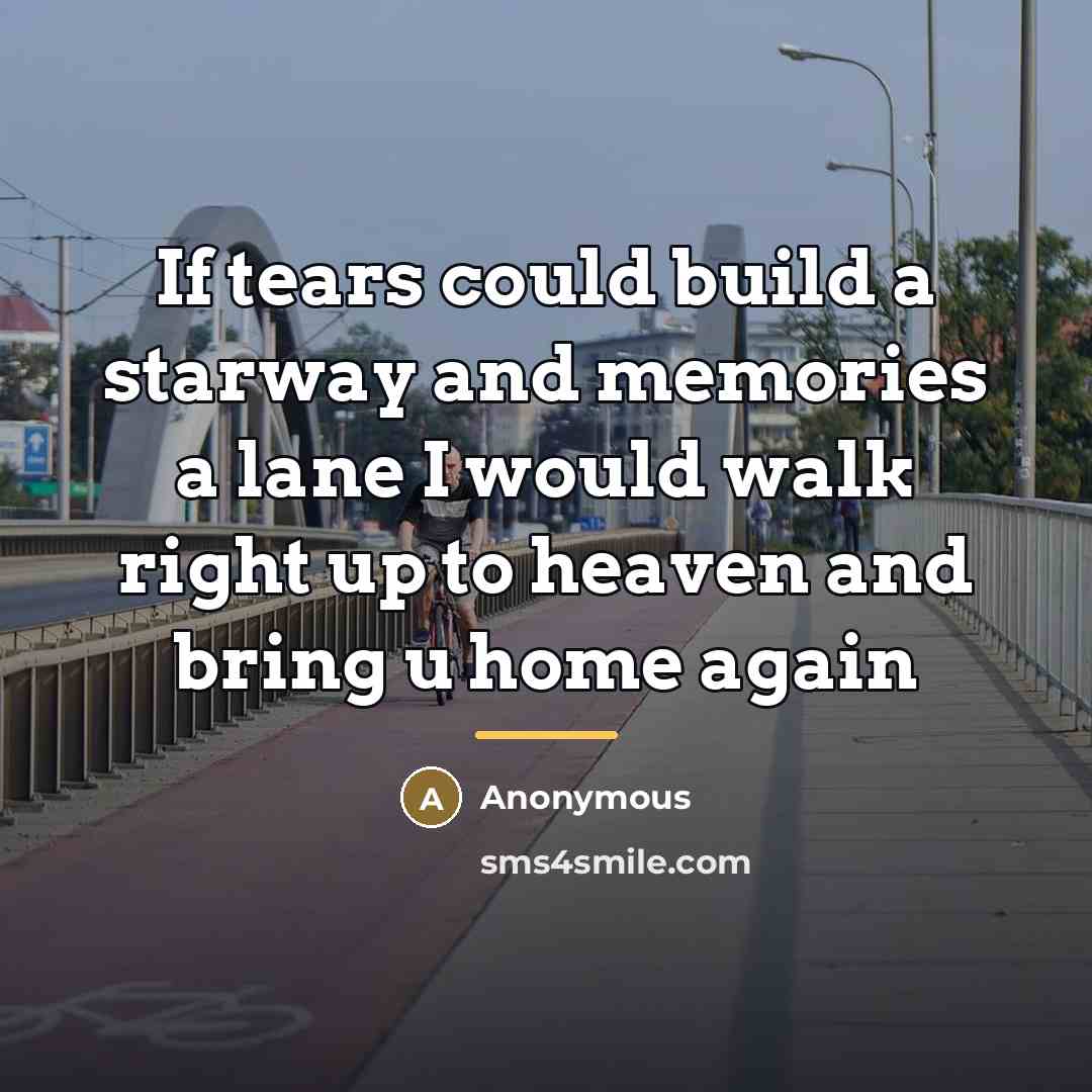 “If tears could build a starway and memories a lane…” quote by Anonymous