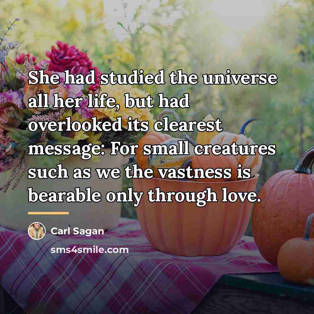 “She had studied the universe all her life, but had…” quote by Carl Sagan