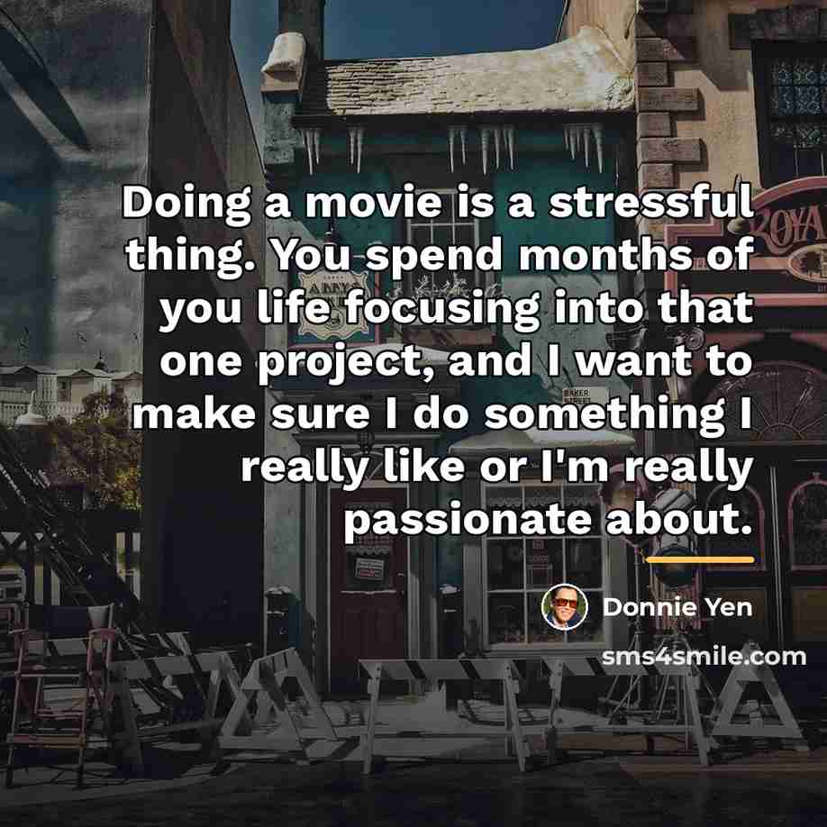 “Doing a movie is a stressful thing. You spend months…” quote by Donnie Yen