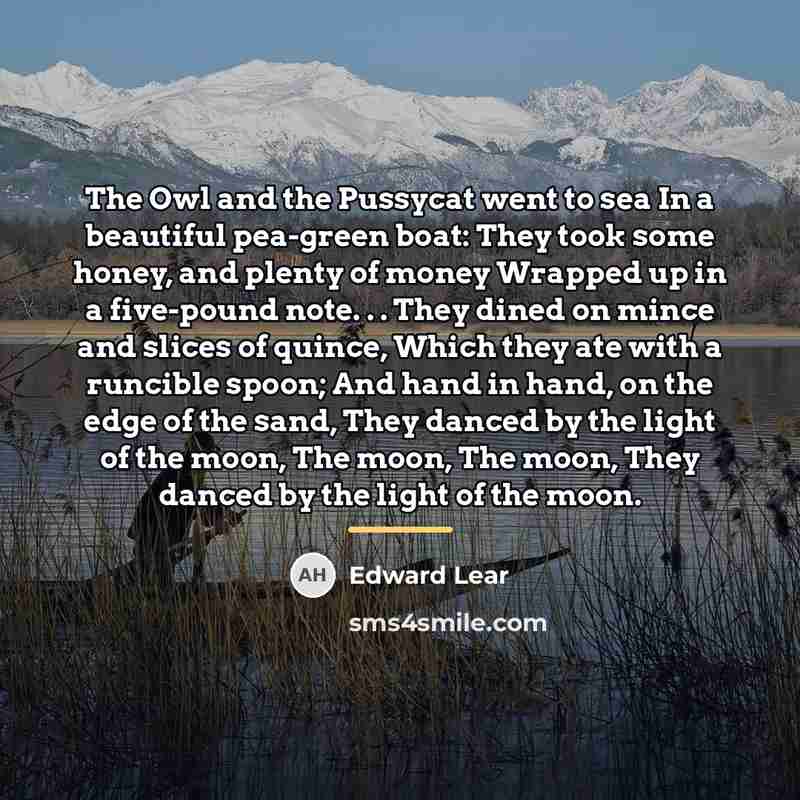 “The Owl and the Pussycat went to sea In a…” quote by Edward Lear