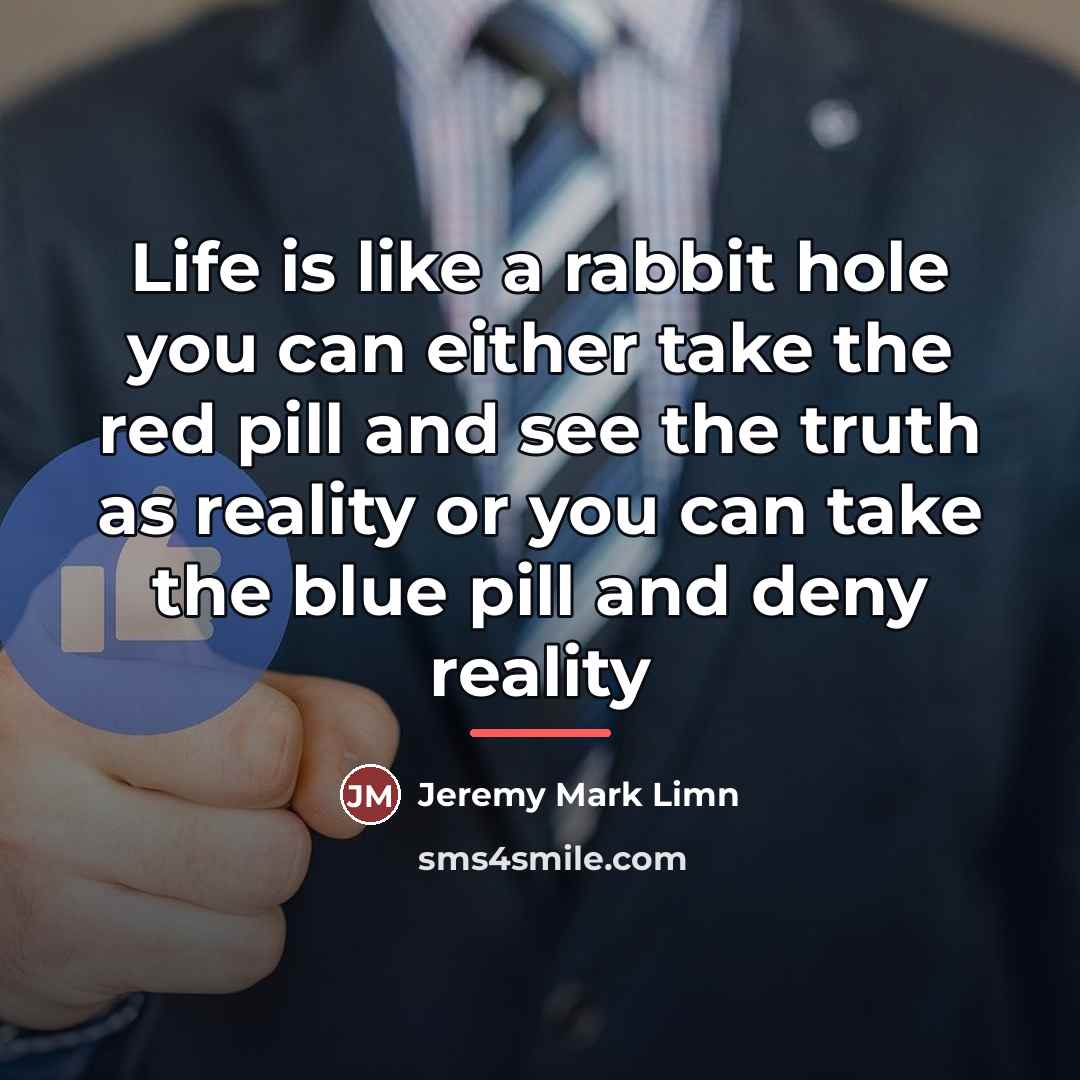 “Life is like a rabbit hole you can either take…” quote by Jeremy Mark Limn