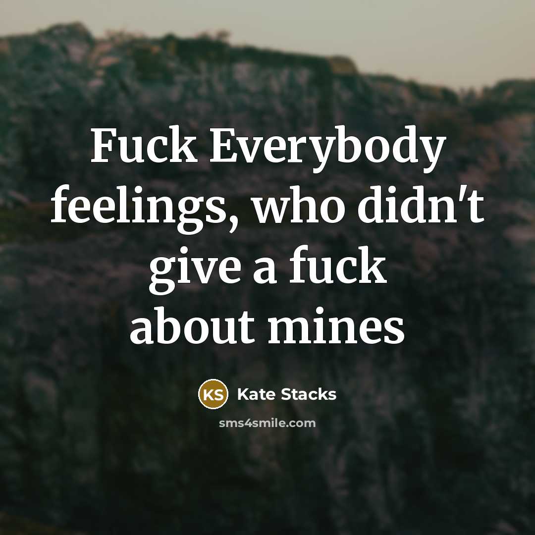 “Fuck Everybody feelings, who didn't give a fuck about mines…” quote by Kate Stacks