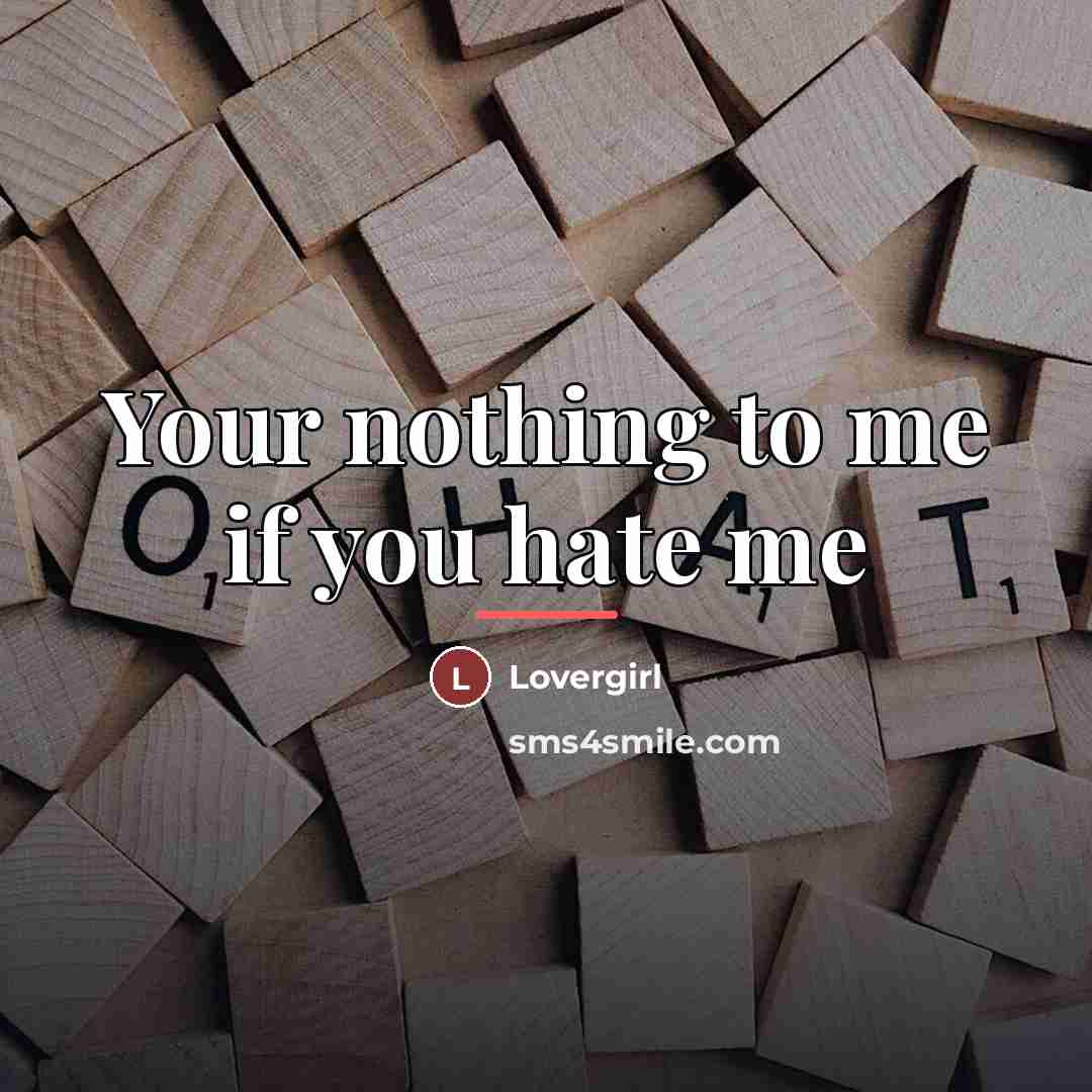 “Your nothing to me if you hate me…” quote by Lovergirl