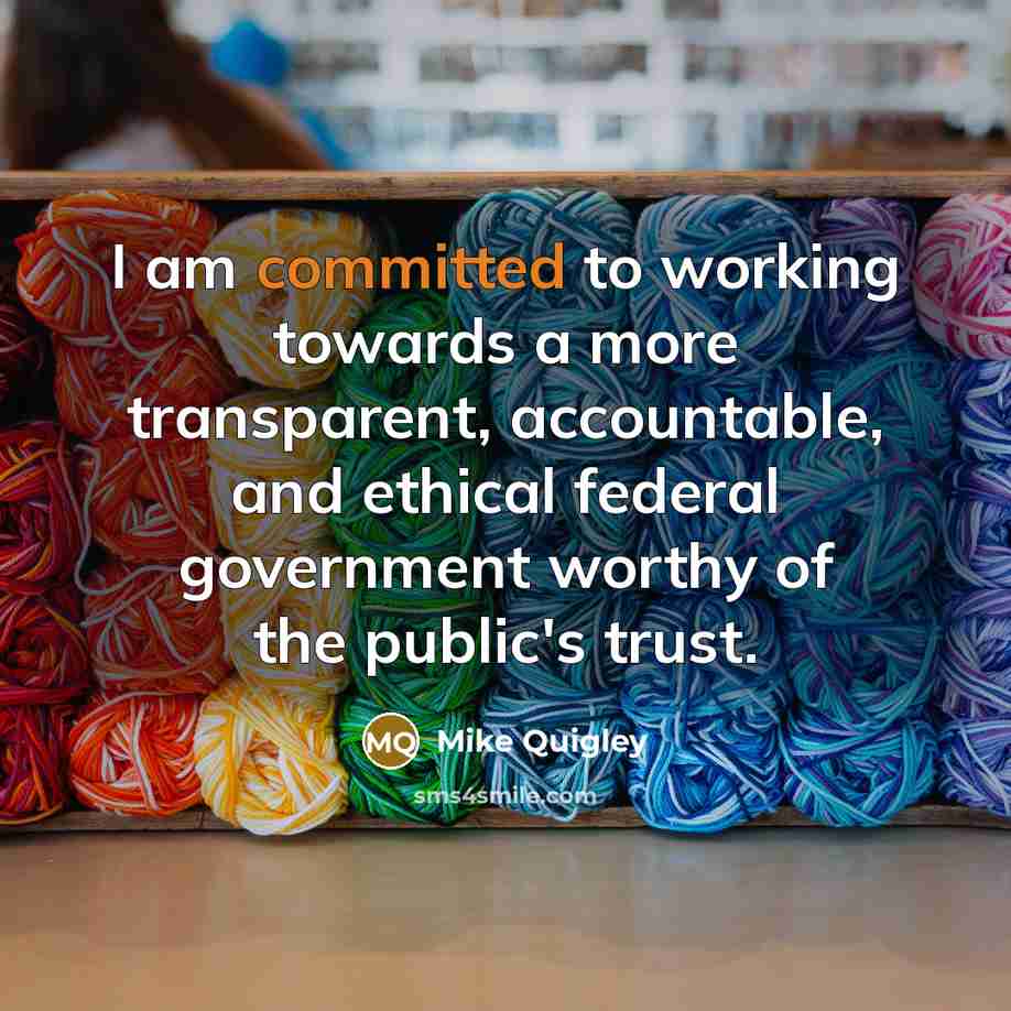 “I am committed to working towards a more transparent, accountable,…” quote by Mike Quigley