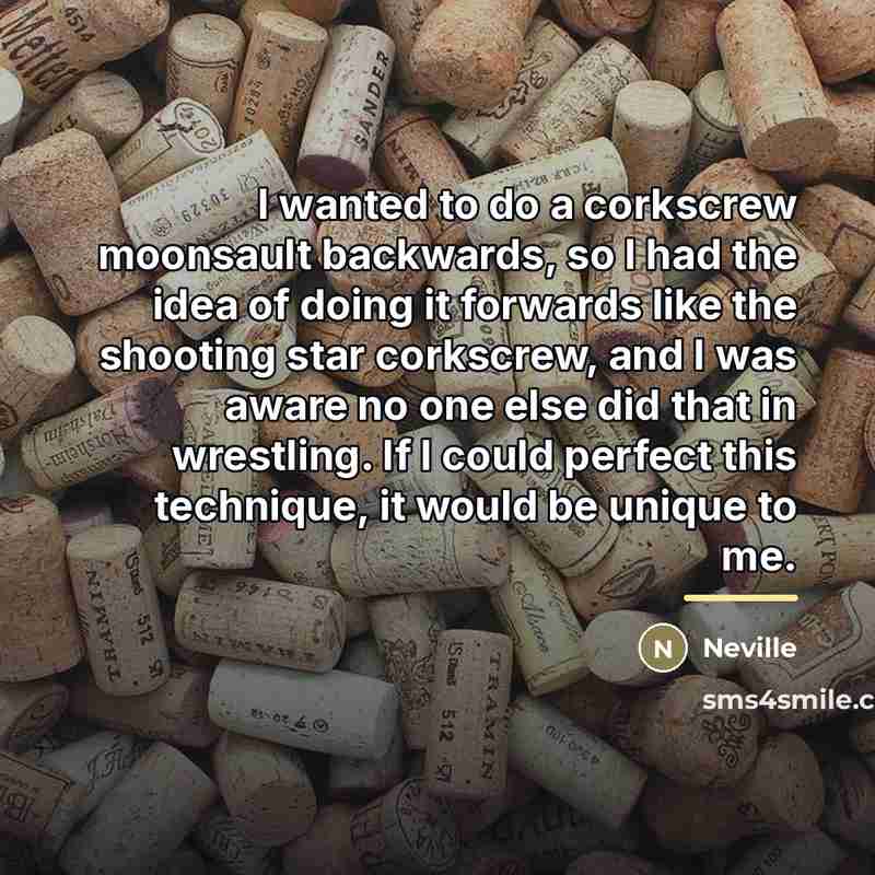 “I wanted to do a corkscrew moonsault backwards, so I…” quote by Neville