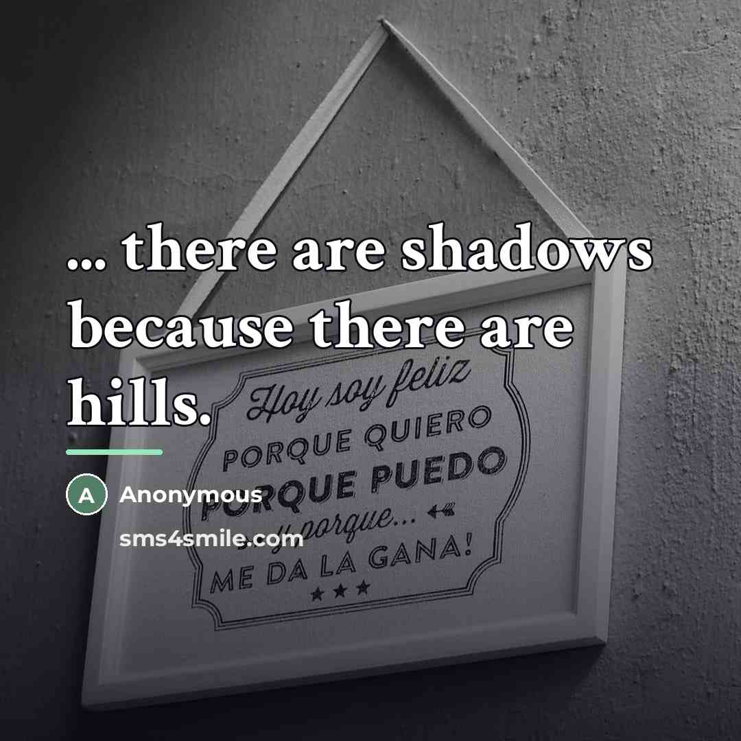 “... there are shadows because there are hills.…” quote by Anonymous