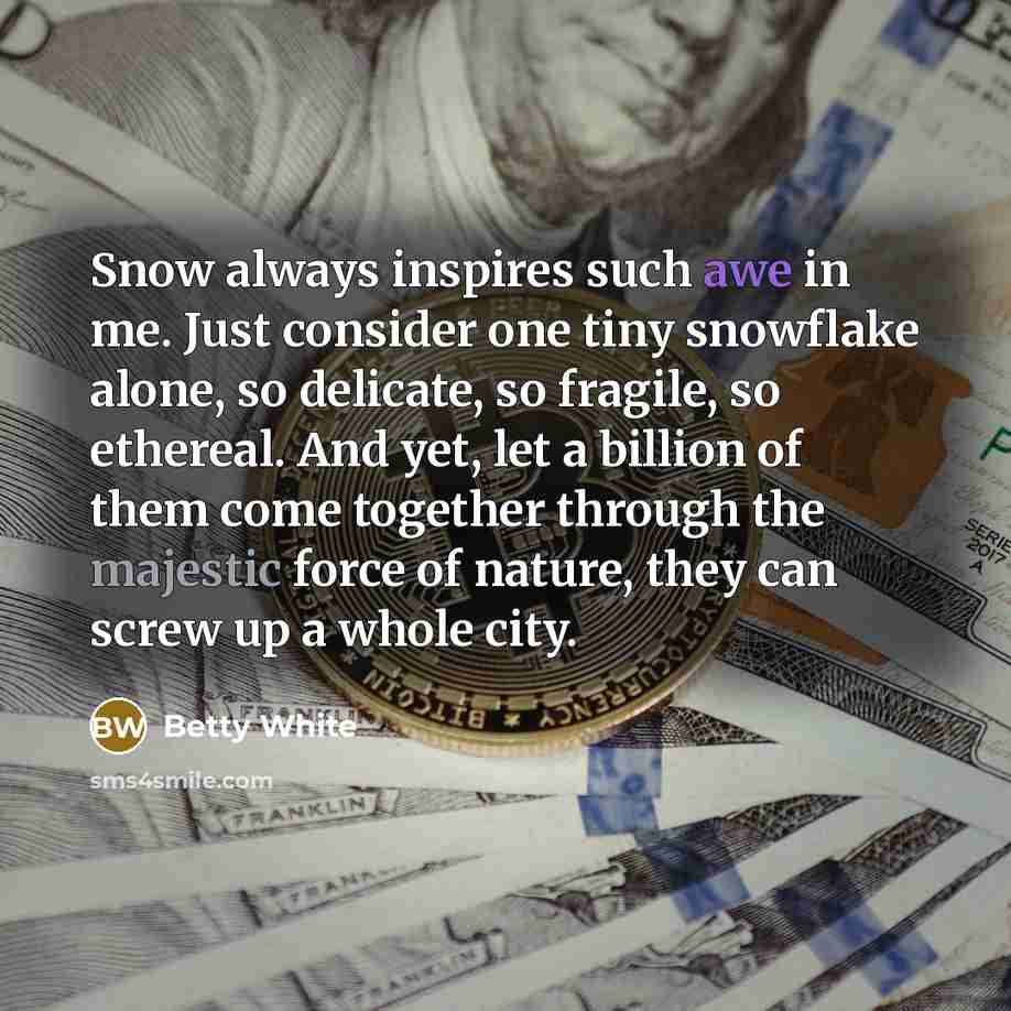 “Snow always inspires such awe in me. Just consider one…” quote by Betty White