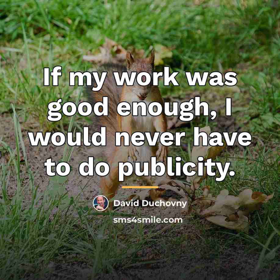 “If my work was good enough, I would never have…” quote by David Duchovny