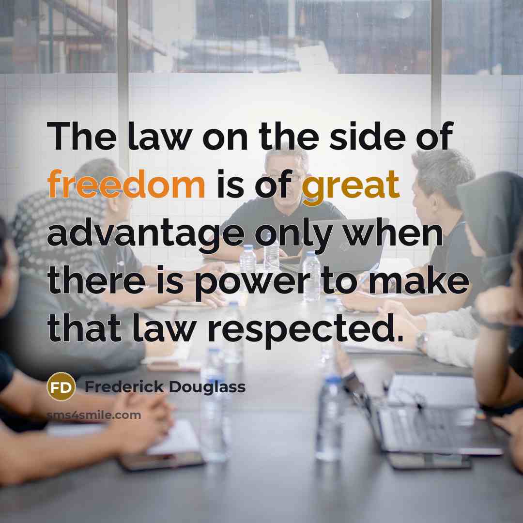 “The law on the side of freedom is of great…” quote by Frederick Douglass