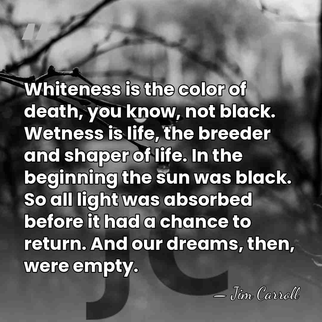 Whiteness is the color of death, you know, not black. Wetness is&hellip; - Jim Carroll