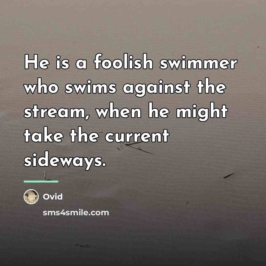 “He is a foolish swimmer who swims against the stream,…” quote by Ovid