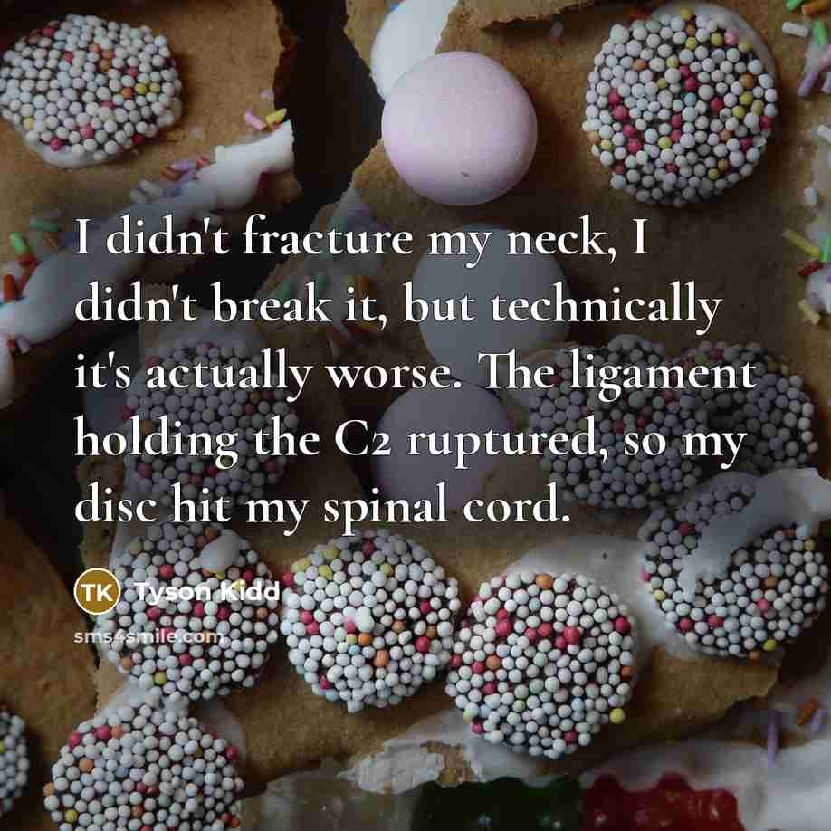 “I didn't fracture my neck, I didn't break it, but…” quote by Tyson Kidd