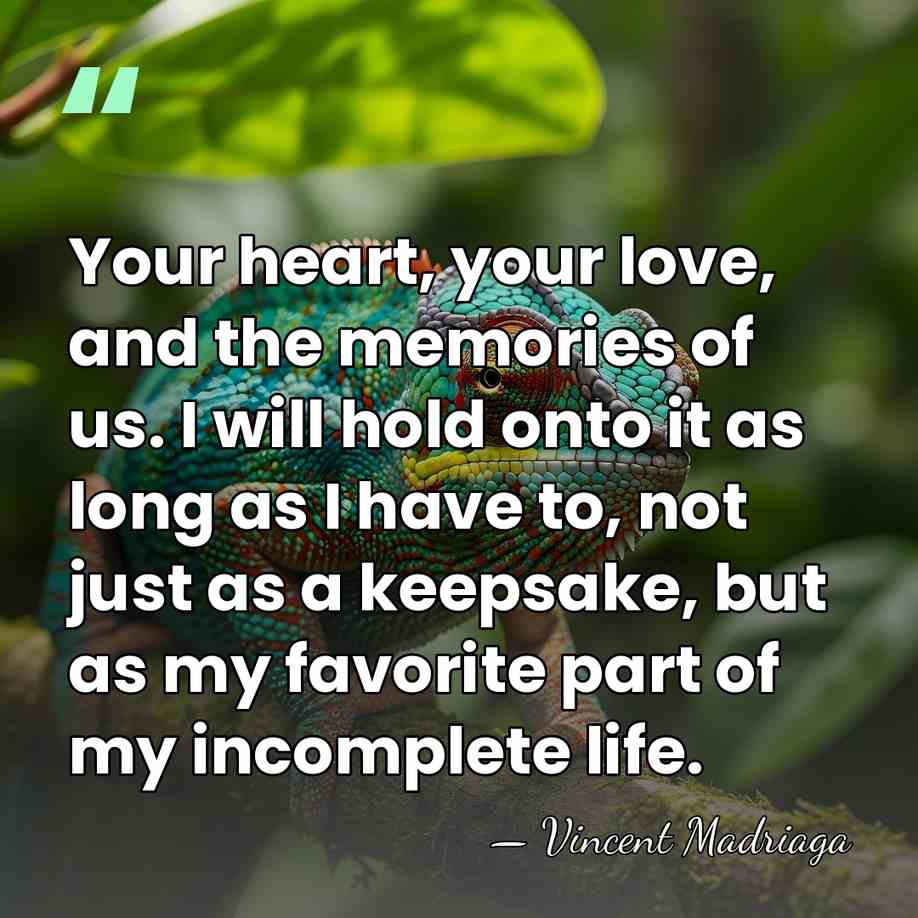 Your heart, your love, and the memories of us. I will hold&hellip; - Vincent Madriaga