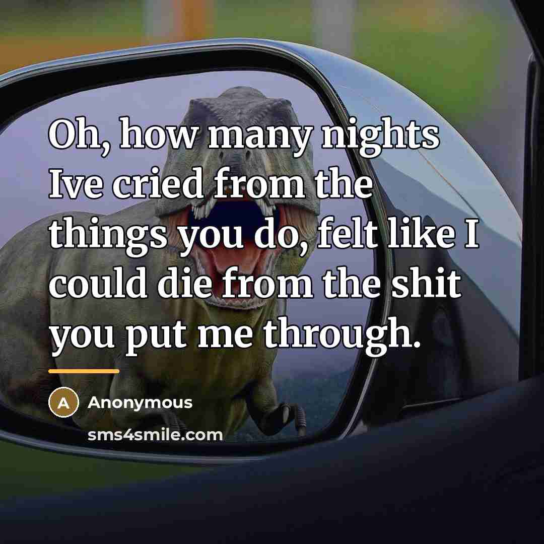 “Oh, how many nights Ive cried from the things you…” quote by Anonymous