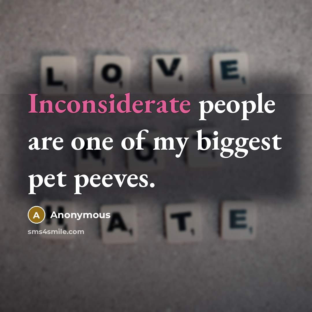 “Inconsiderate people are one of my biggest pet peeves.” quote by Anonymous