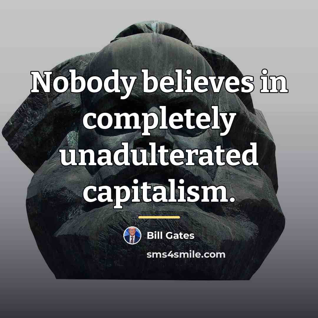 “Nobody believes in completely unadulterated capitalism.…” quote by Bill Gates
