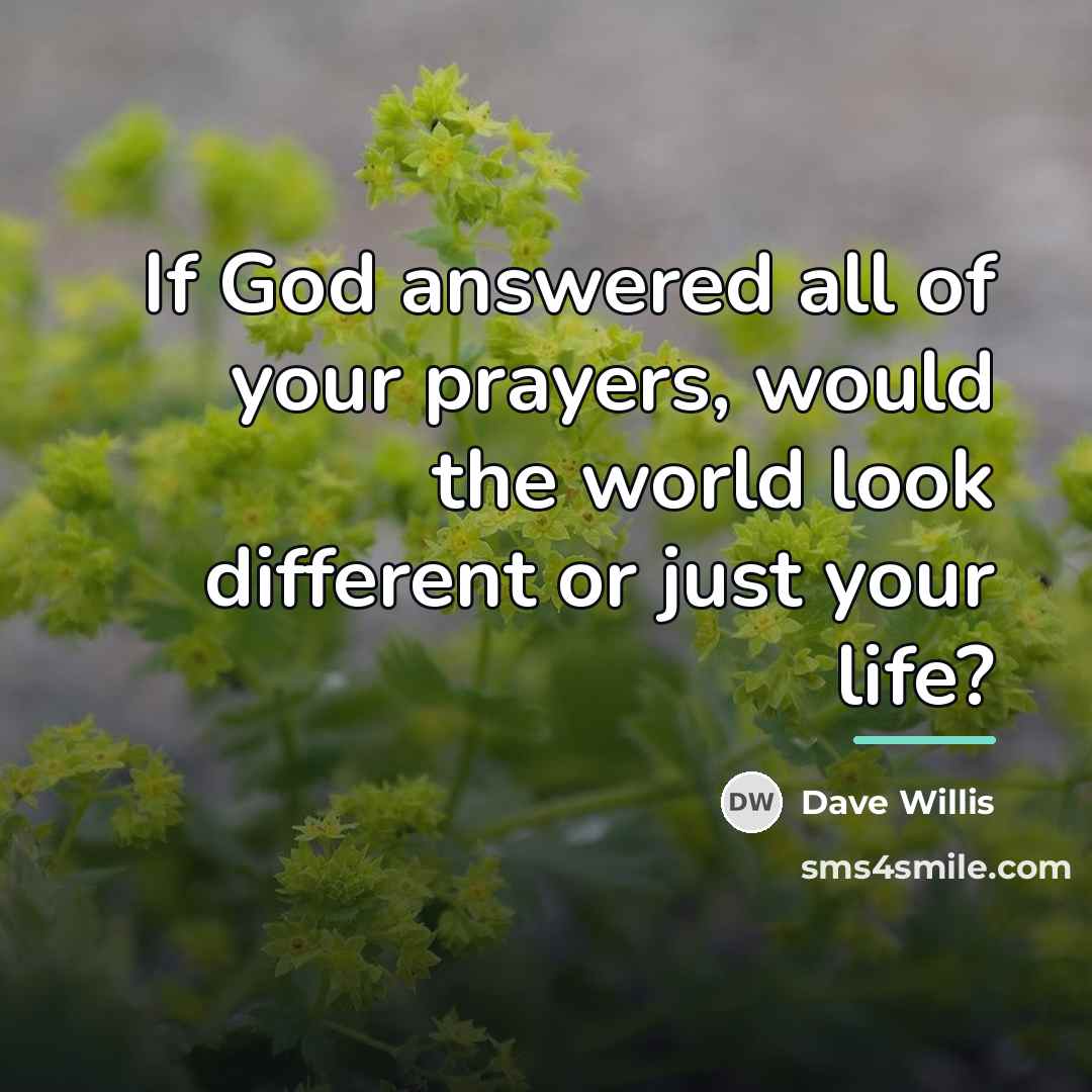 “If God answered all of your prayers, would the world…” quote by Dave Willis