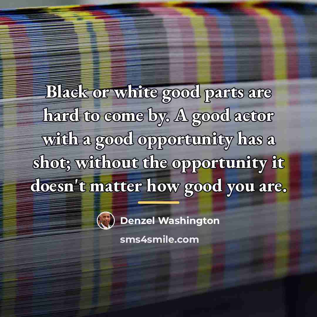 “Black or white good parts are hard to come by.…” quote by Denzel Washington
