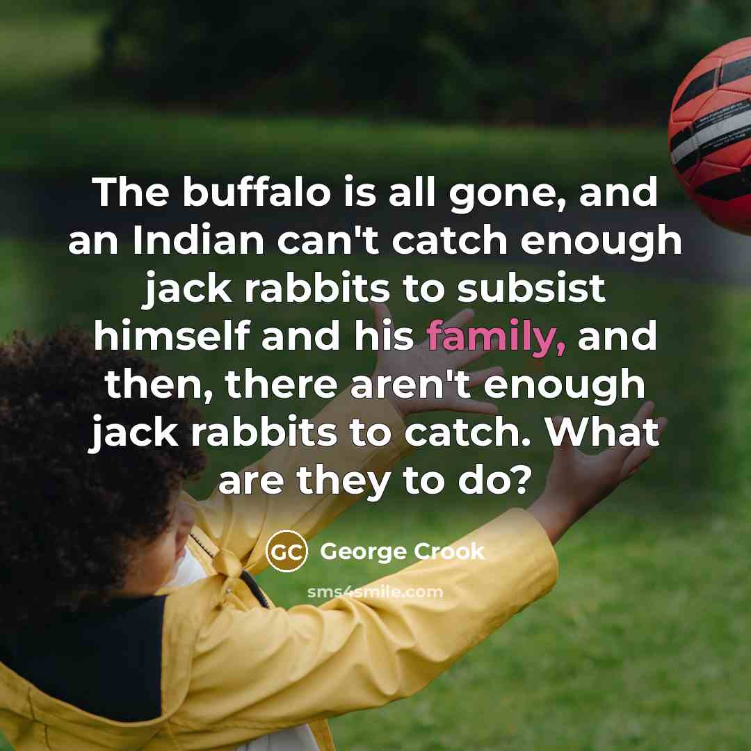 “The buffalo is all gone, and an Indian can't catch…” quote by George Crook