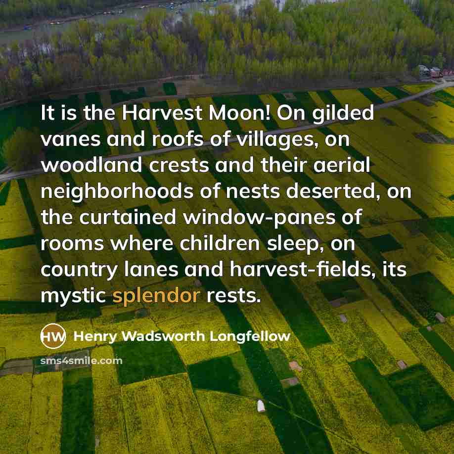 “It is the Harvest Moon! On gilded vanes and roofs…” quote by Henry Wadsworth Longfellow
