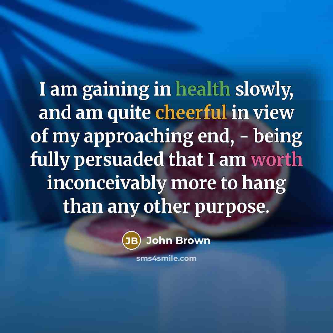 “I am gaining in health slowly, and am quite cheerful…” quote by John Brown