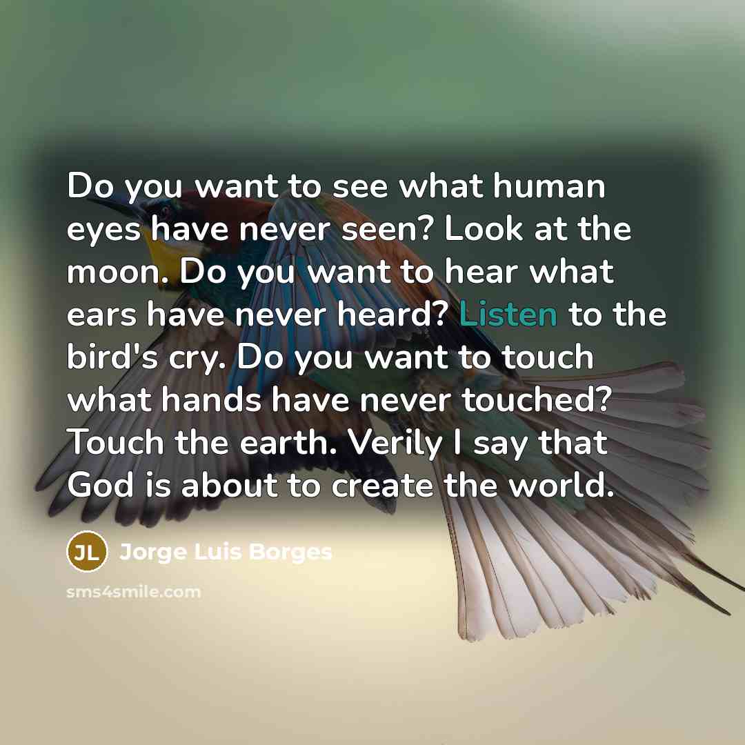 “Do you want to see what human eyes have never…” quote by Jorge Luis Borges