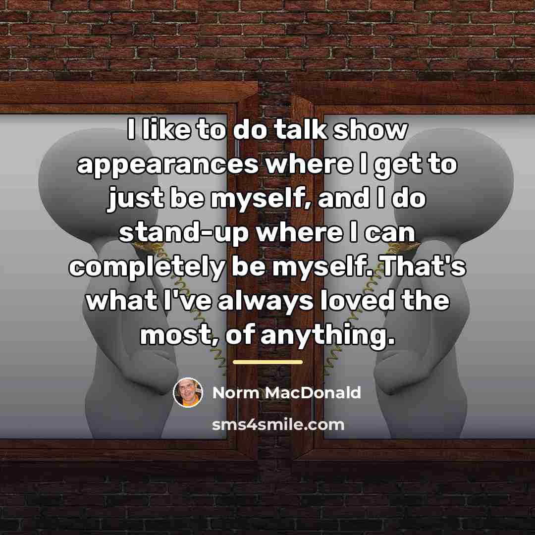 “I like to do talk show appearances where I get…” quote by Norm MacDonald