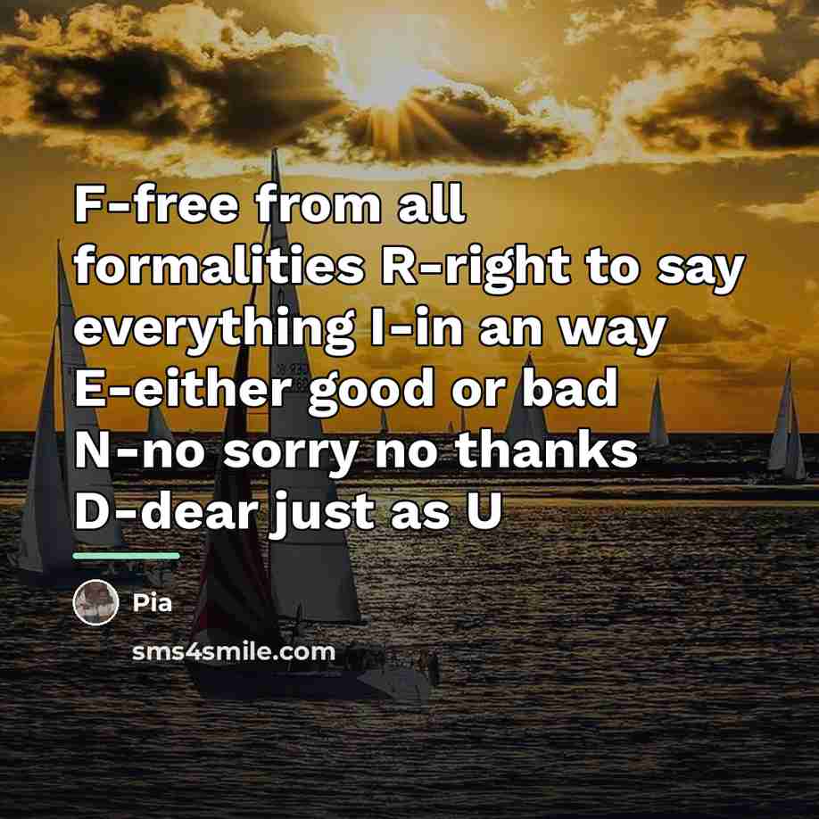 “F-free from all formalities R-right to say everything I-in an…” quote by Pia