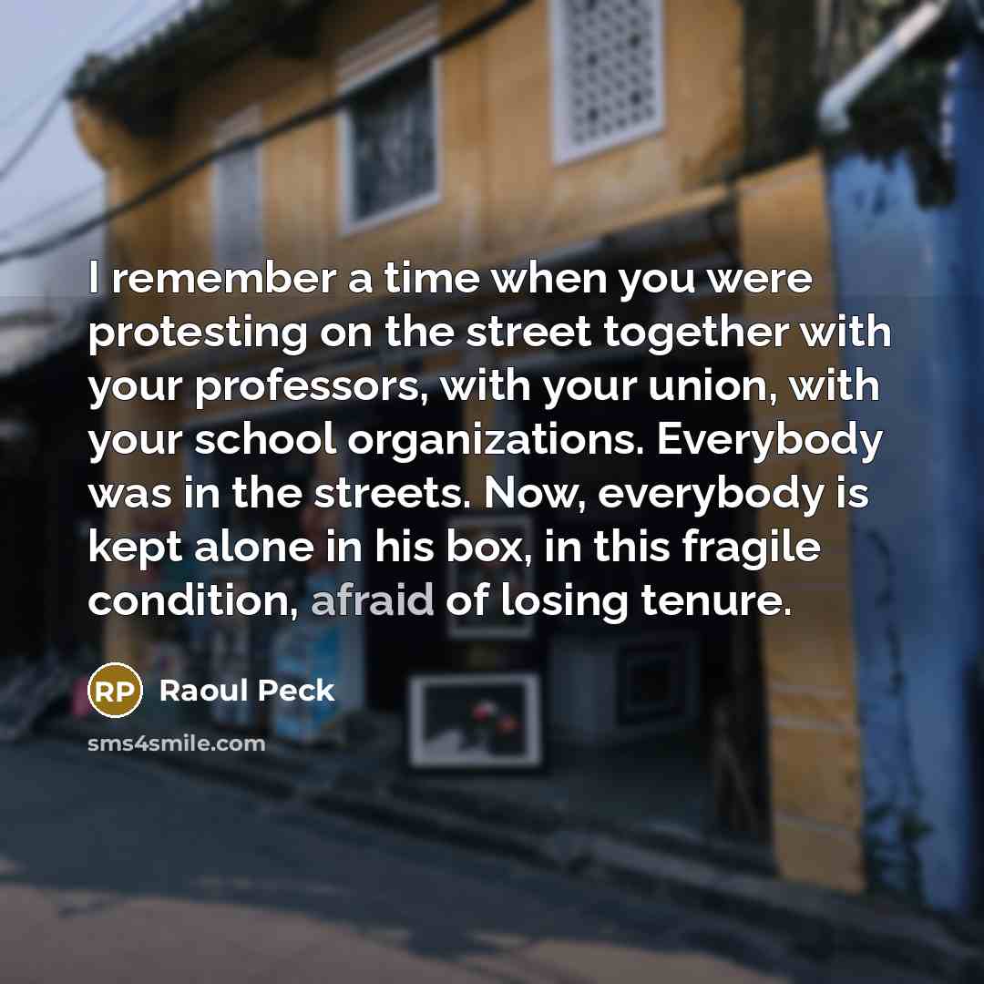 “I remember a time when you were protesting on the…” quote by Raoul Peck