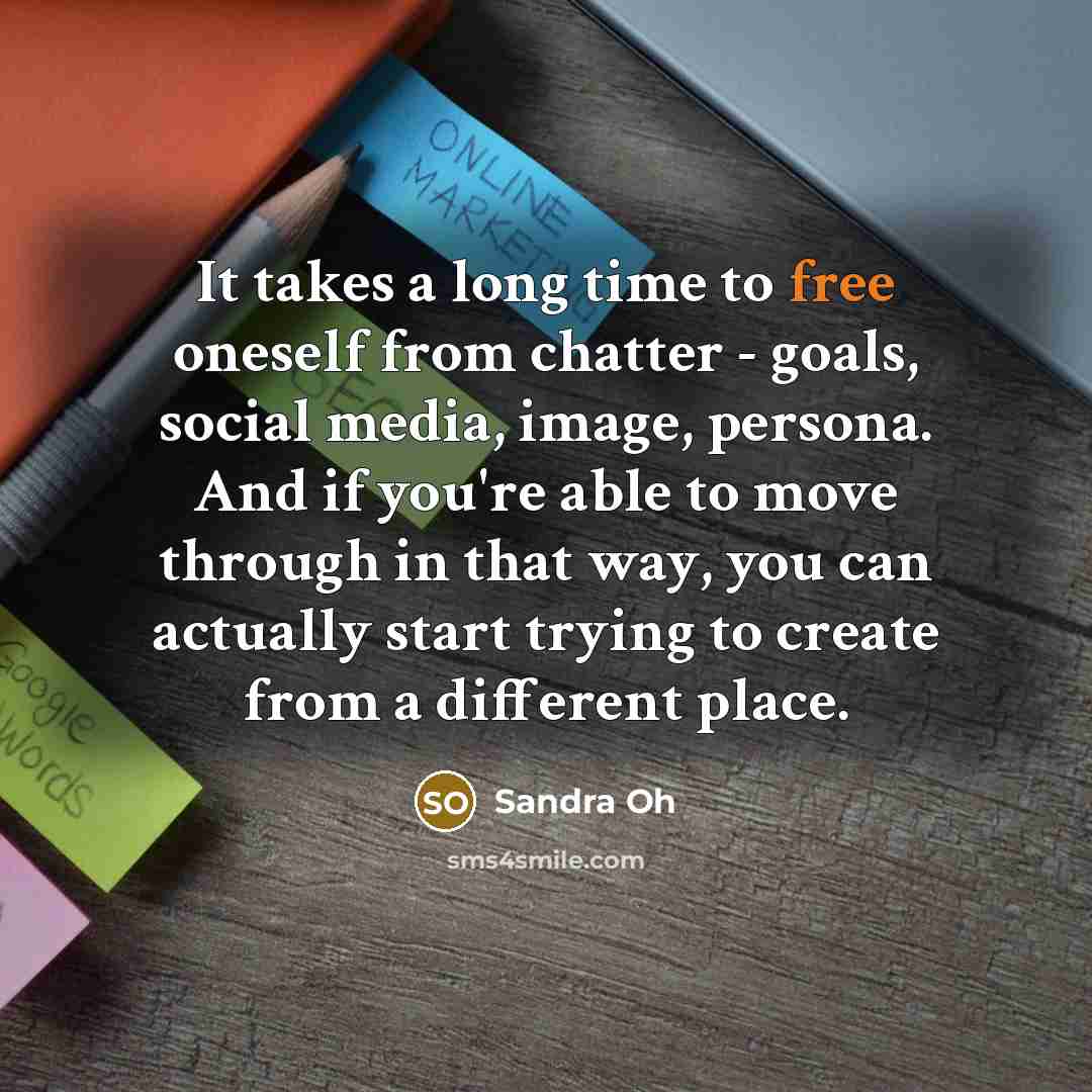 “It takes a long time to free oneself from chatter…” quote by Sandra Oh