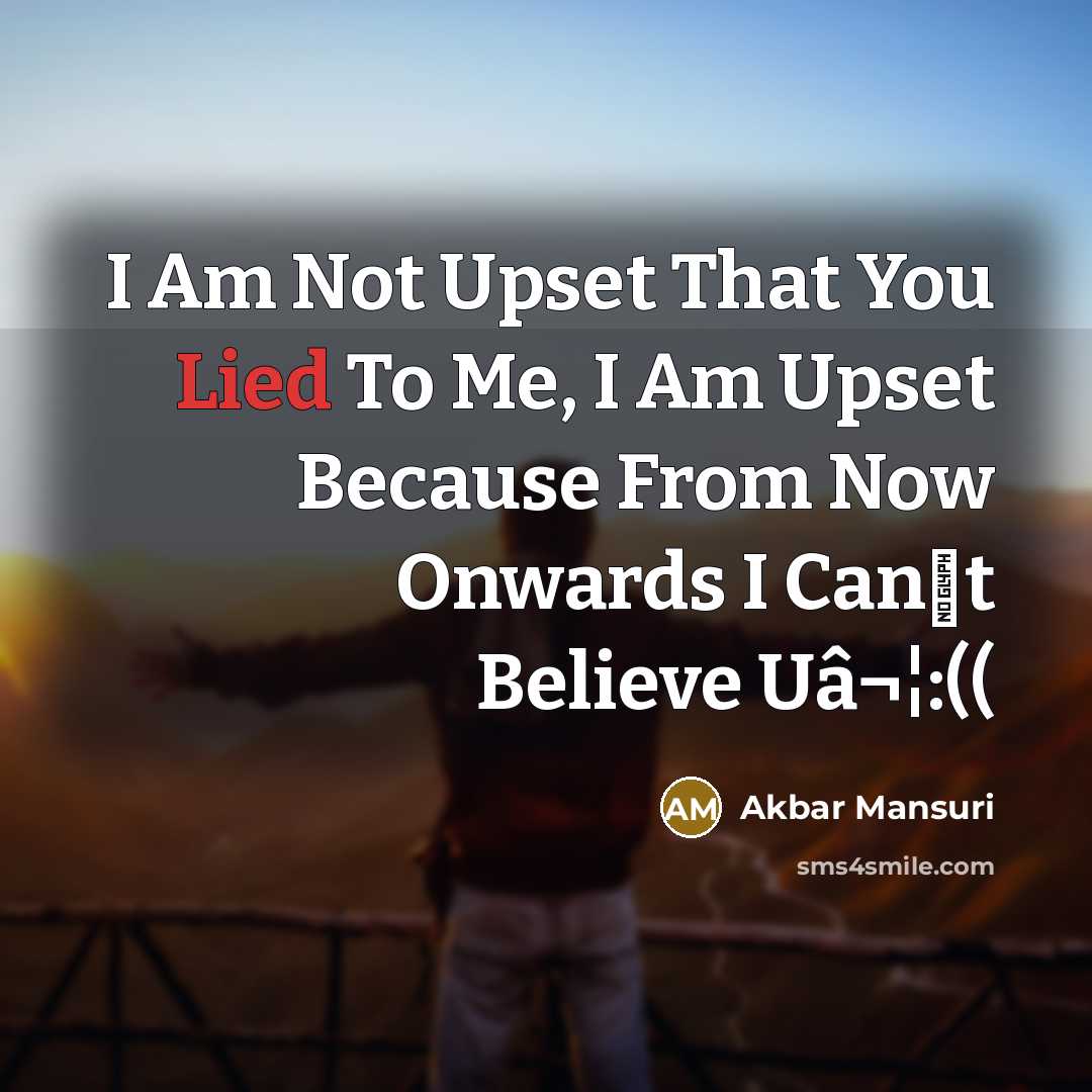 “I Am Not Upset That You Lied To Me, I…” quote by Akbar Mansuri