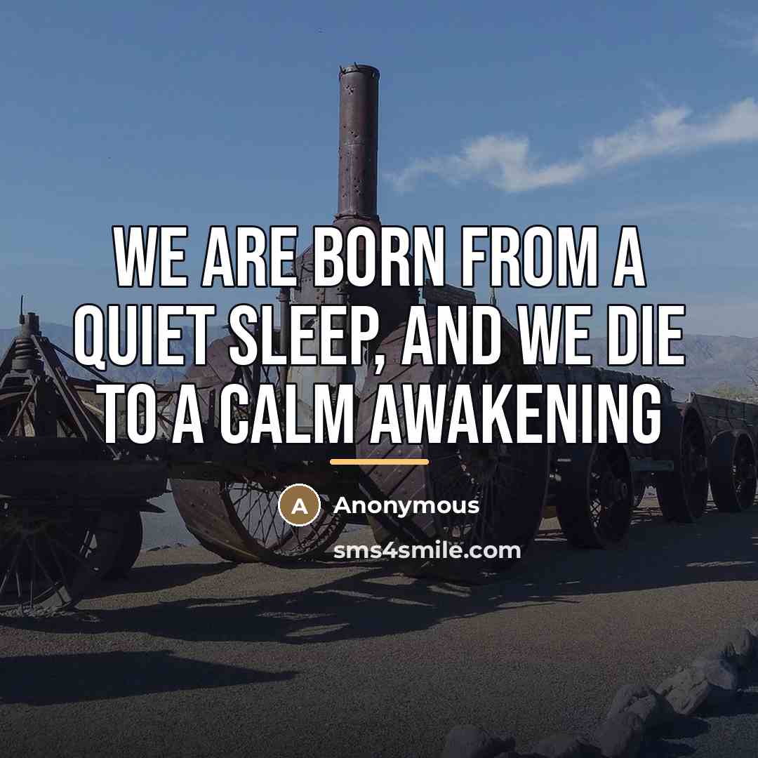 “We are born from a quiet sleep, and we die…” quote by Anonymous