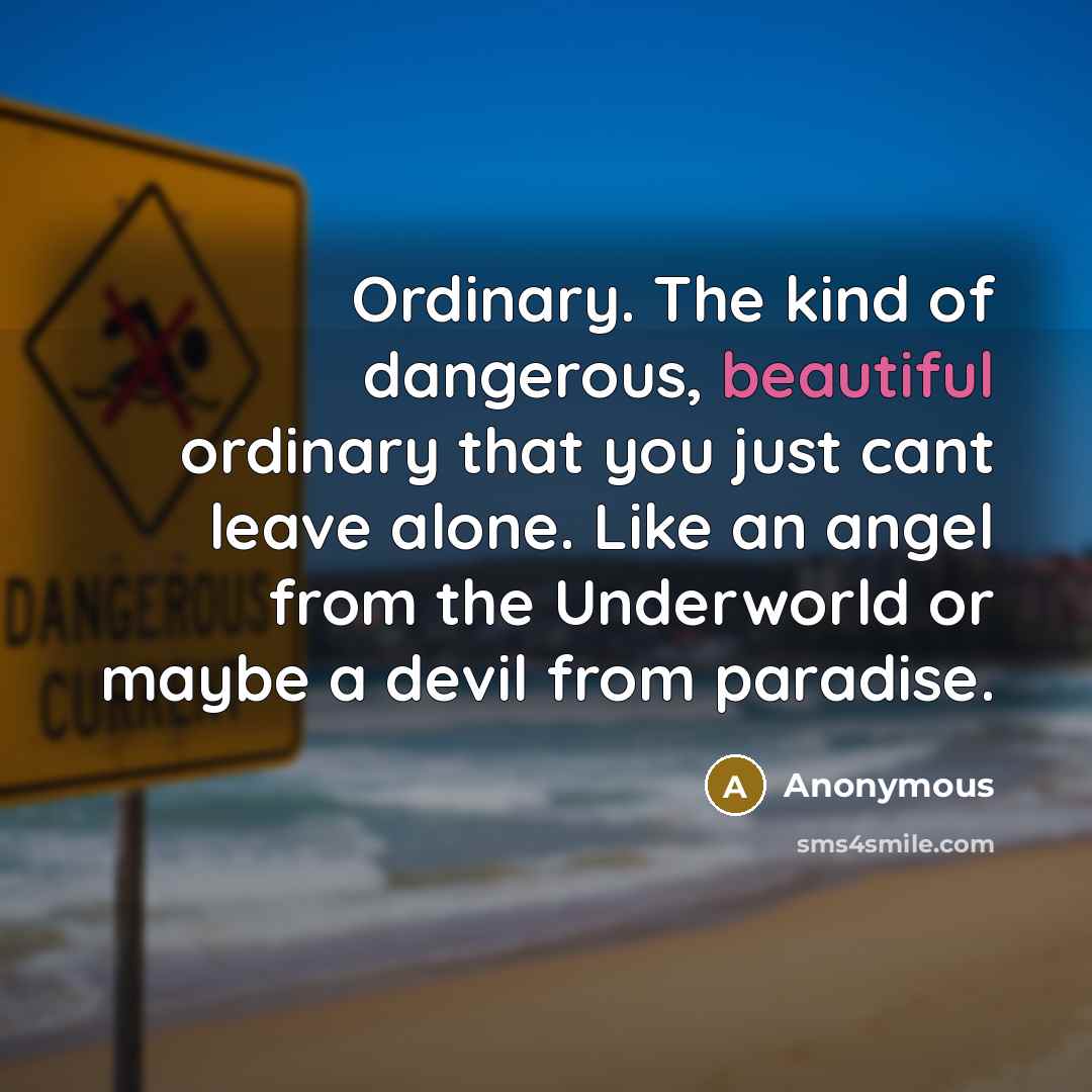 “Ordinary. The kind of dangerous, beautiful ordinary that you just…” quote by Anonymous