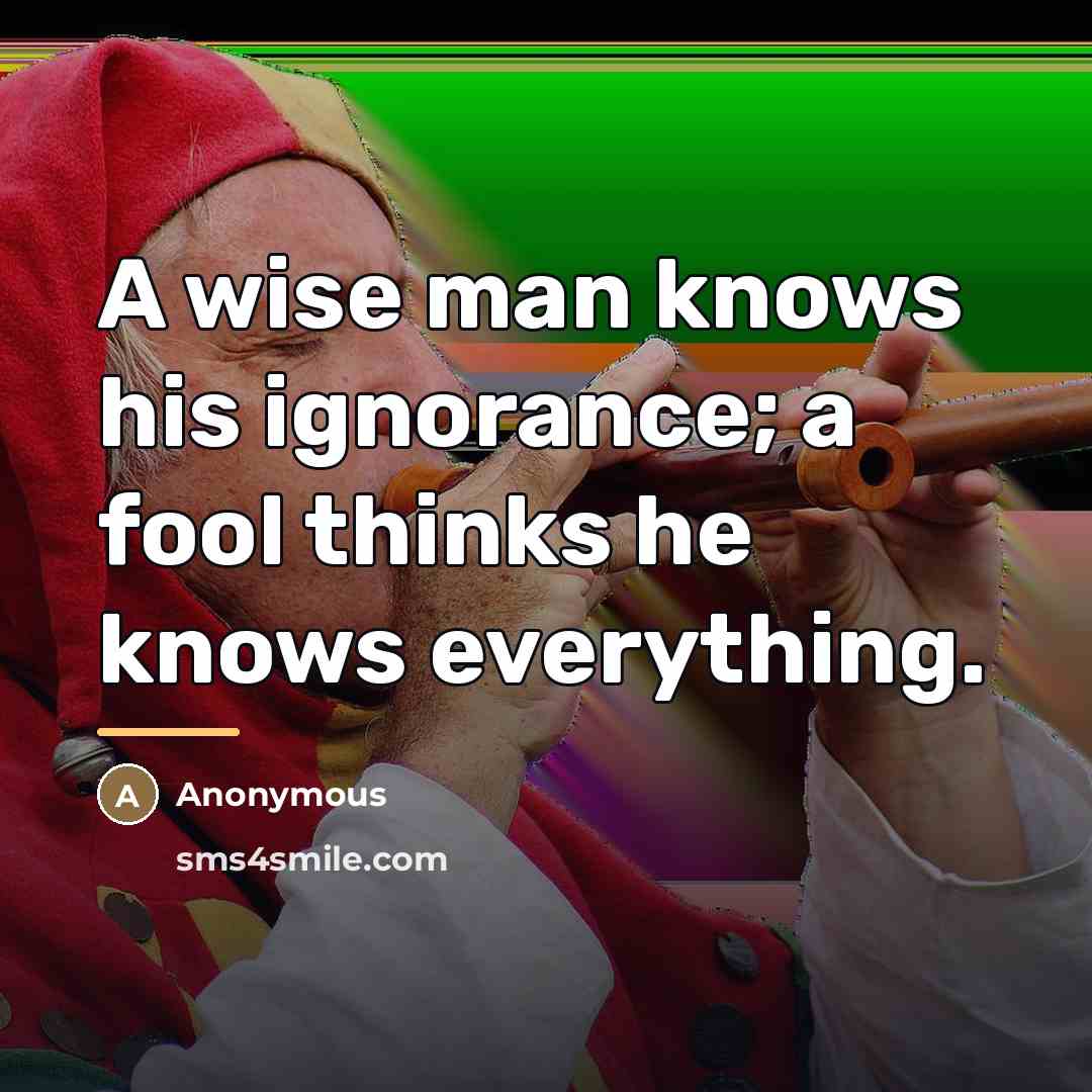 “A wise man knows his ignorance; a fool thinks he…” quote by Anonymous