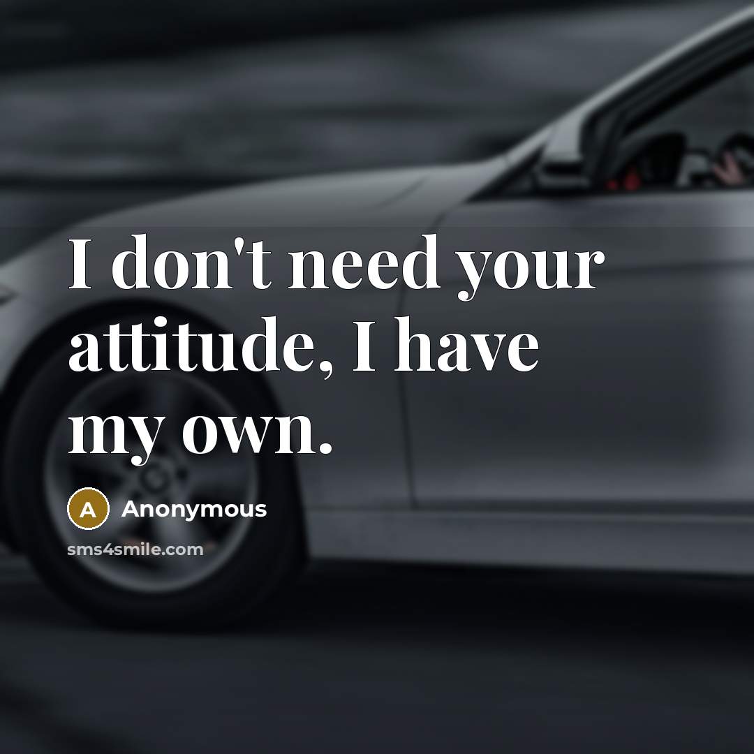 “I don't need your attitude, I have my own.…” quote by Anonymous