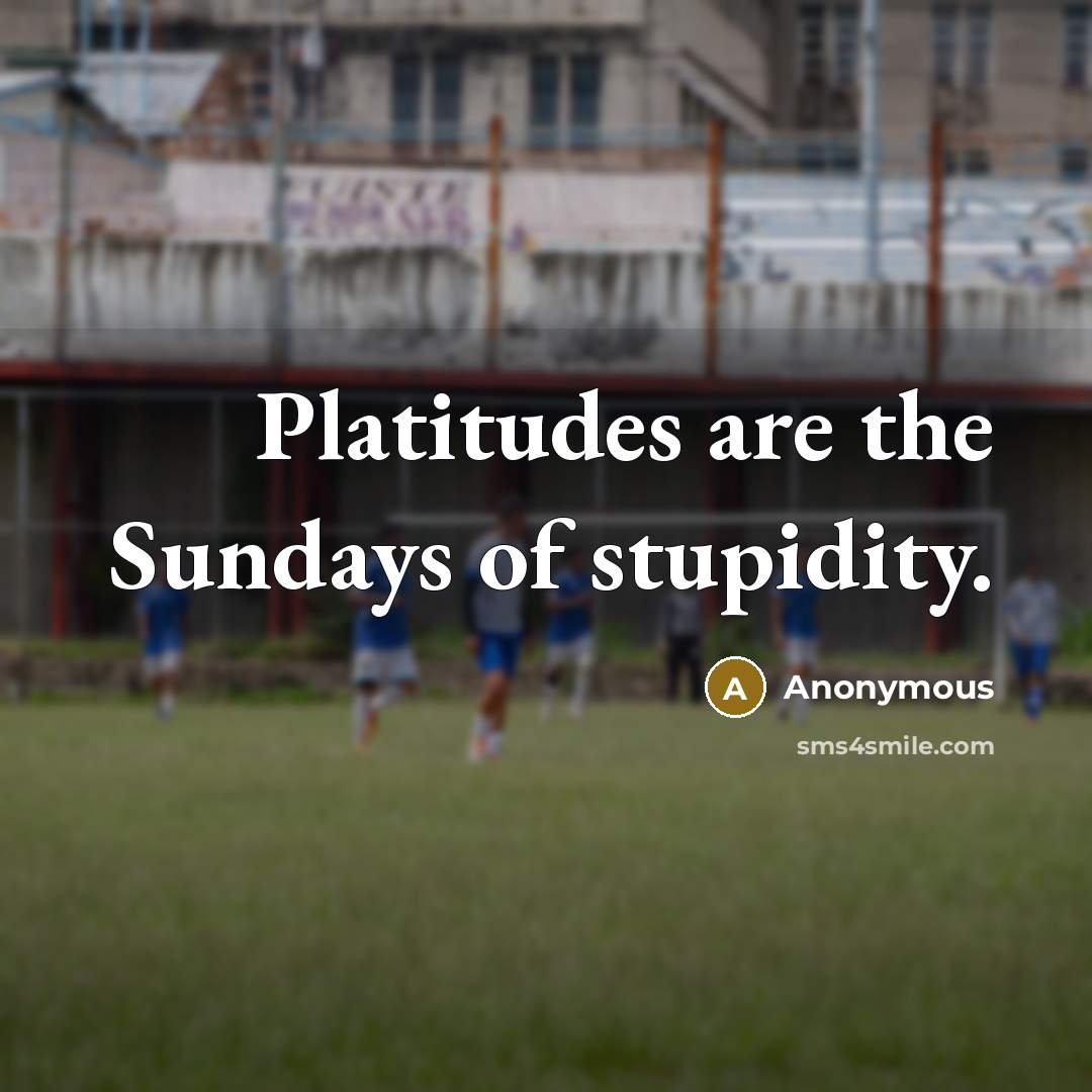 “Platitudes are the Sundays of stupidity.…” quote by Anonymous