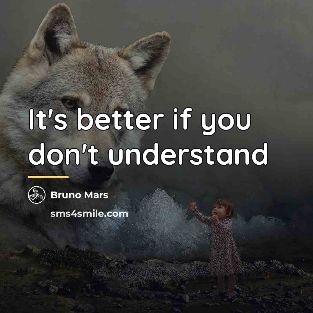 “It's better if you don't understand…” quote by Bruno Mars