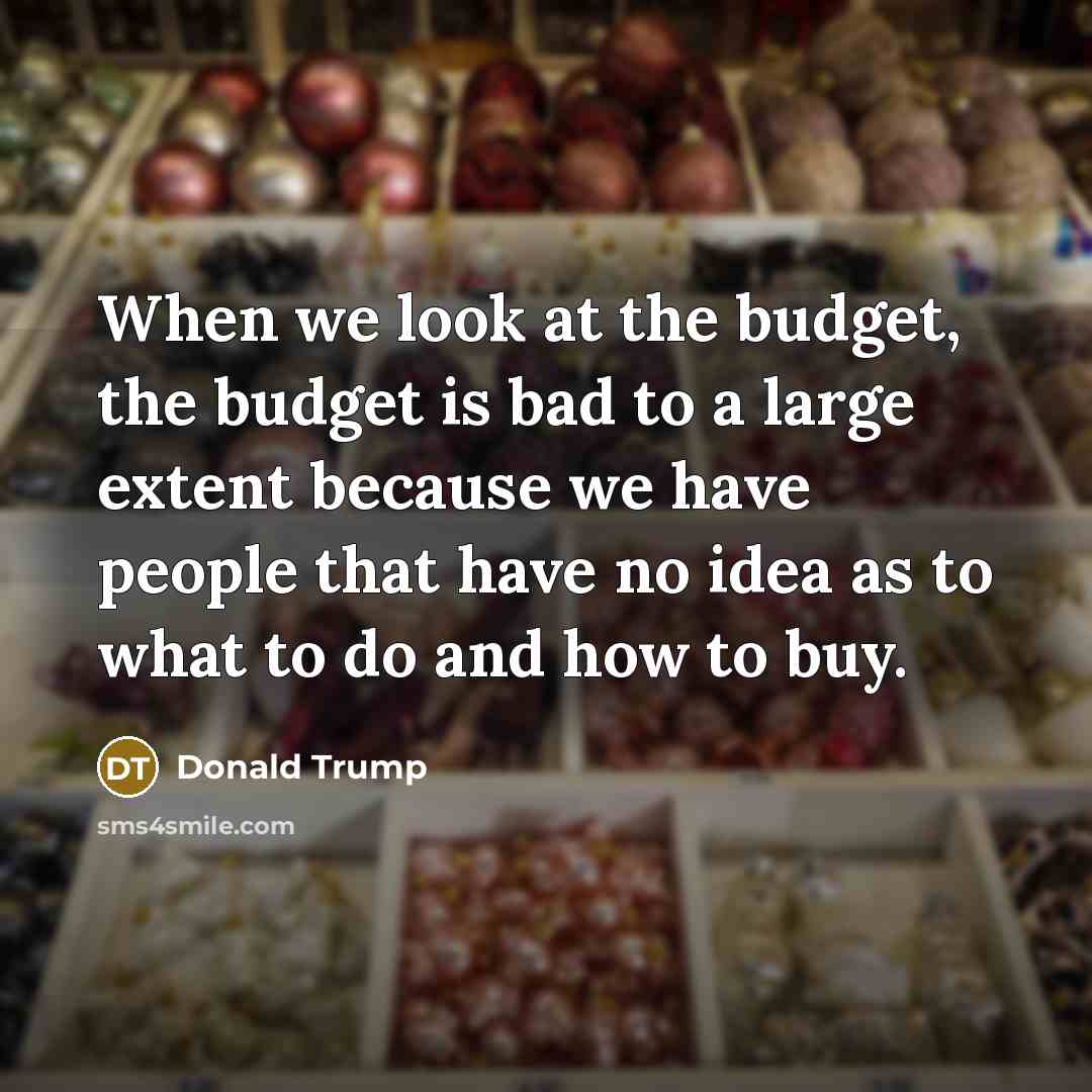 “When we look at the budget, the budget is bad to a large extent because we have people that have no idea as to what to do and how to buy.” quote by Donald Trump