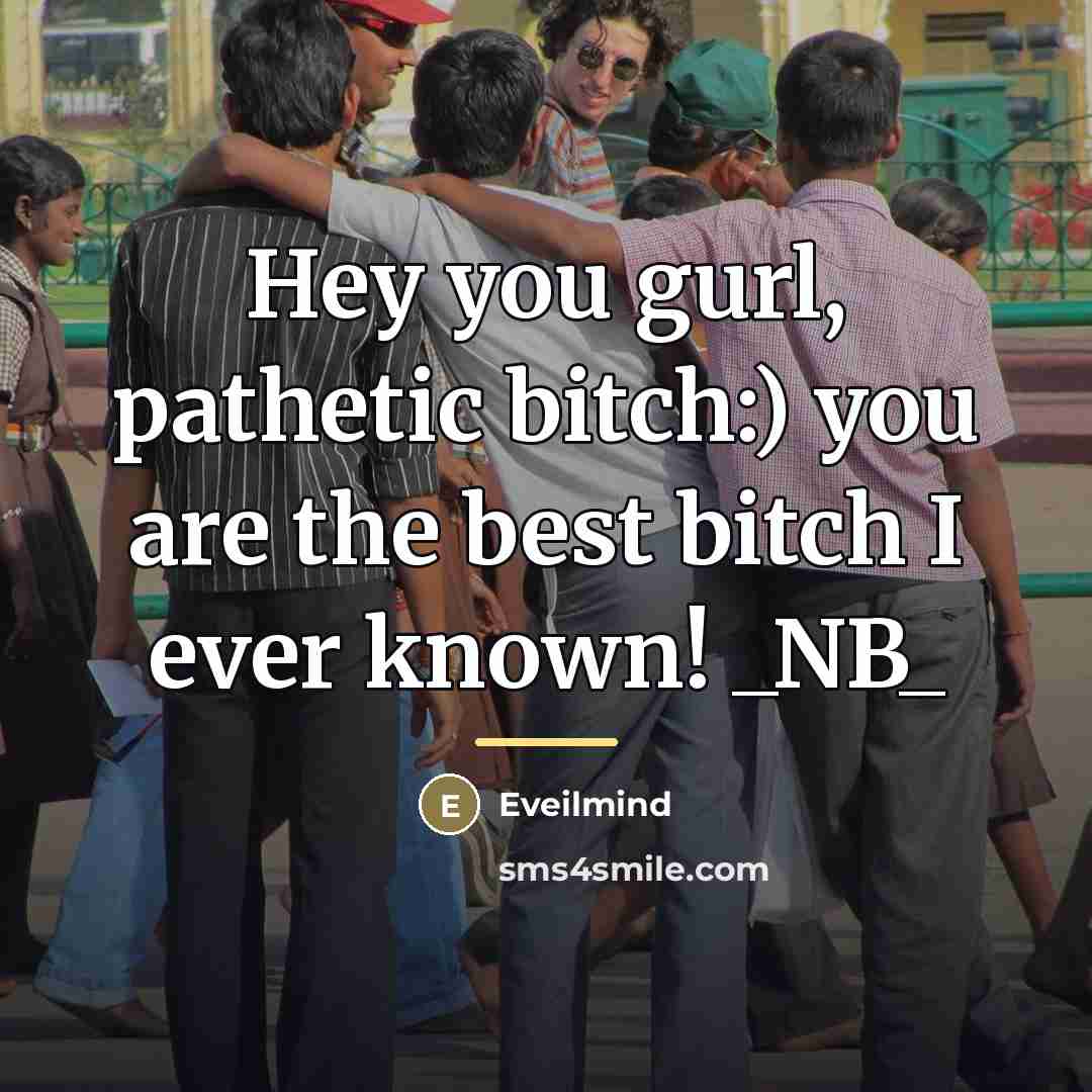 “Hey you gurl, pathetic bitch:) you are the best bitch…” quote by Eveilmind